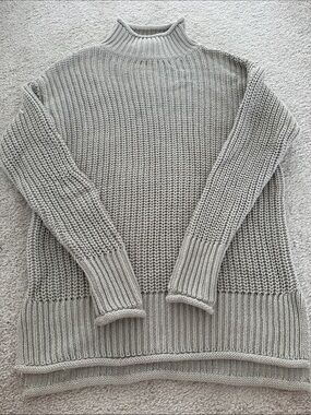 Haven Well Within Organic Cotton Classic Light Gray Turtleneck Knit Sweater